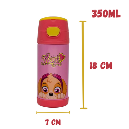 Garrafa Térmica Skye Patrulha Canina 350ml Inox com Canudo – Mantém Gelado até 12h + Brinde