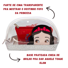 Necessaire 2 em 1 Branca de Neve Princesas Bolsa Maquiagem