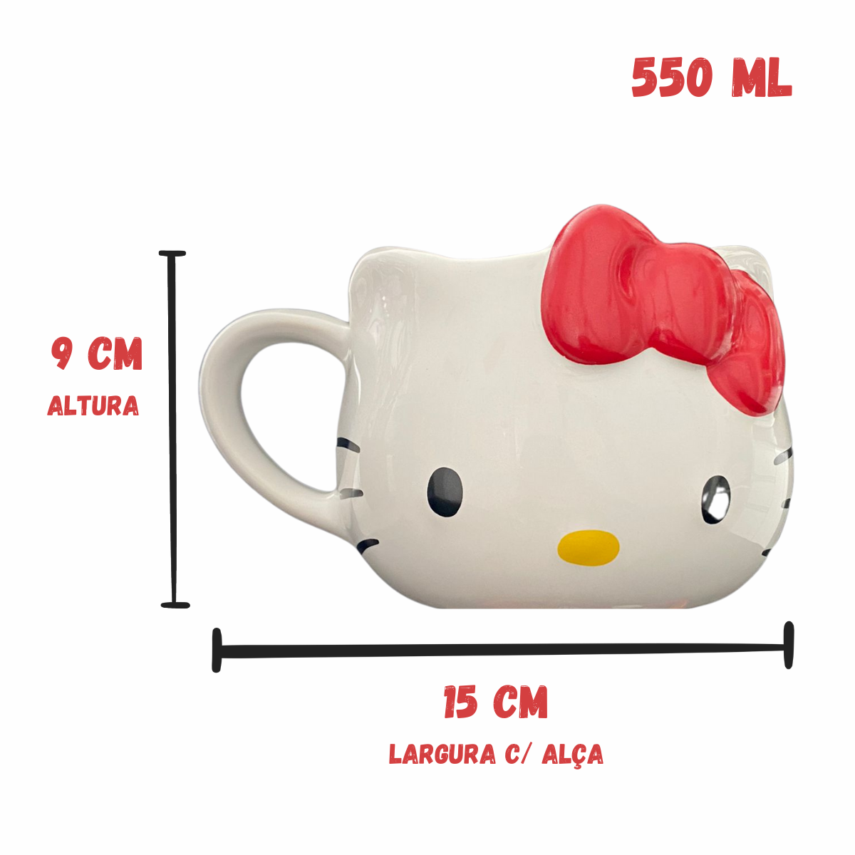 Caneca Bowl Vaso Porta Lápis 3D Hello Kitty 550ml