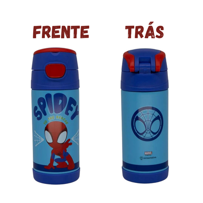 Garrafa Homem-Aranha Infantil 350ml – Térmica, Tampa Click + Brinde Exclusivo