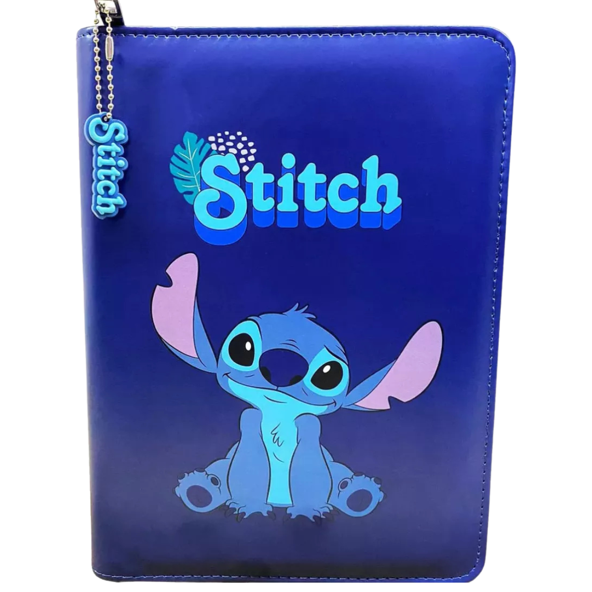 Caderno Pasta Stitch Couro Fichário com Bloco Notas e Marcadores