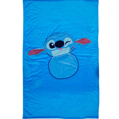 Almofada 2 em 1 Manta com Zíper Veludo Stitch