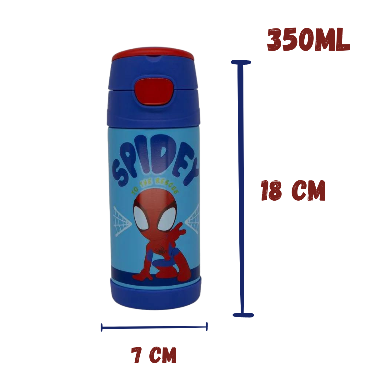 Garrafa Homem-Aranha Infantil 350ml – Térmica, Tampa Click + Brinde Exclusivo