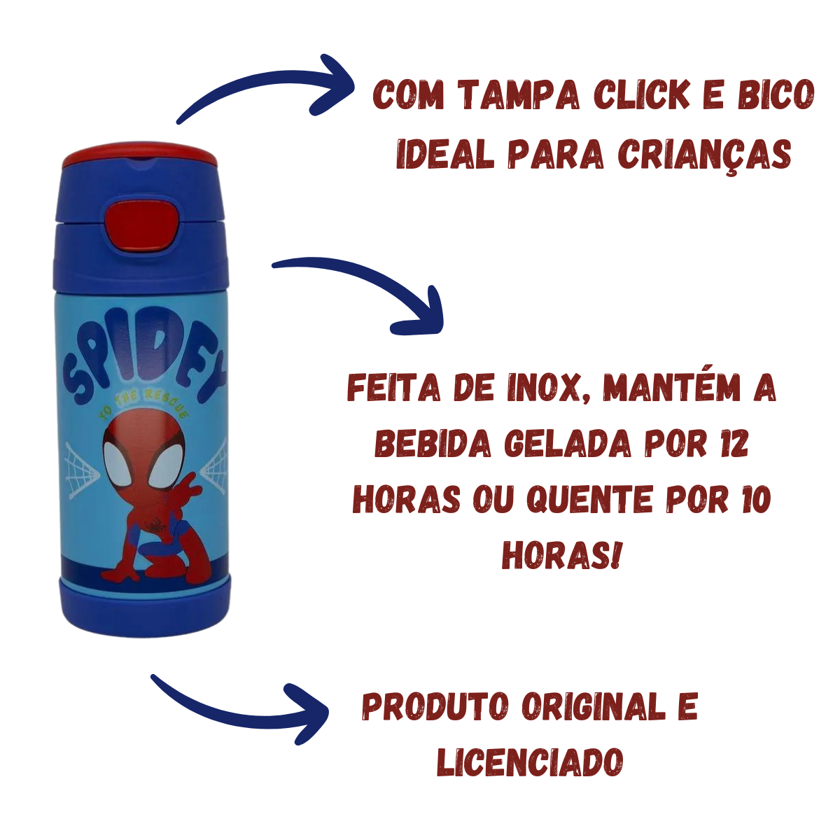 Garrafa Térmica Infantil Inox Homem Aranha 350ml