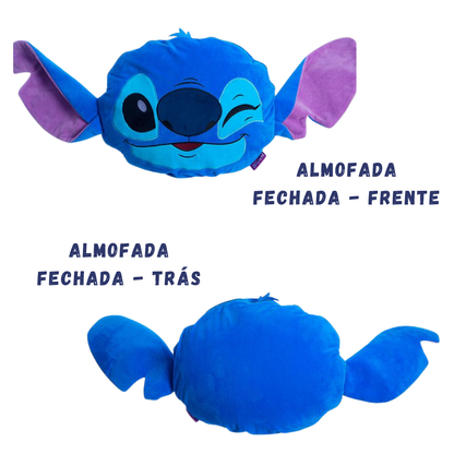 Almofada 2 em 1 Manta com Zíper Veludo Stitch