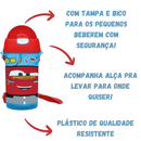 Garrafa Carros com Tampa Alça e Canudo 500ml