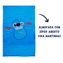 Almofada 2 em 1 Manta com Zíper Veludo Stitch