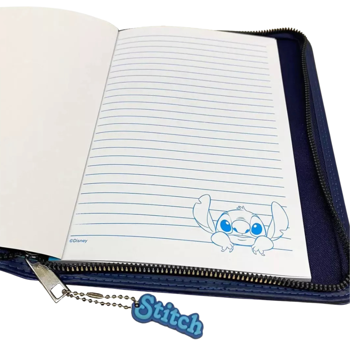Caderno Pasta Stitch Couro Fichário com Bloco Notas e Marcadores