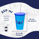 Kit Almofada Porta Pipoca Com Balde e Copos Stitch Just Chill