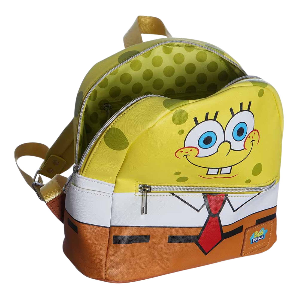 Mochila Infantil Bob Esponja 25cm Com Bolsos Laterais Escola Passeios