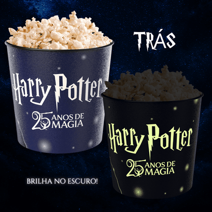 Balde de Pipoca Harry Potter Pedra Filosofal 25 Anos Brilha no Escuro Cinema Edição Especial