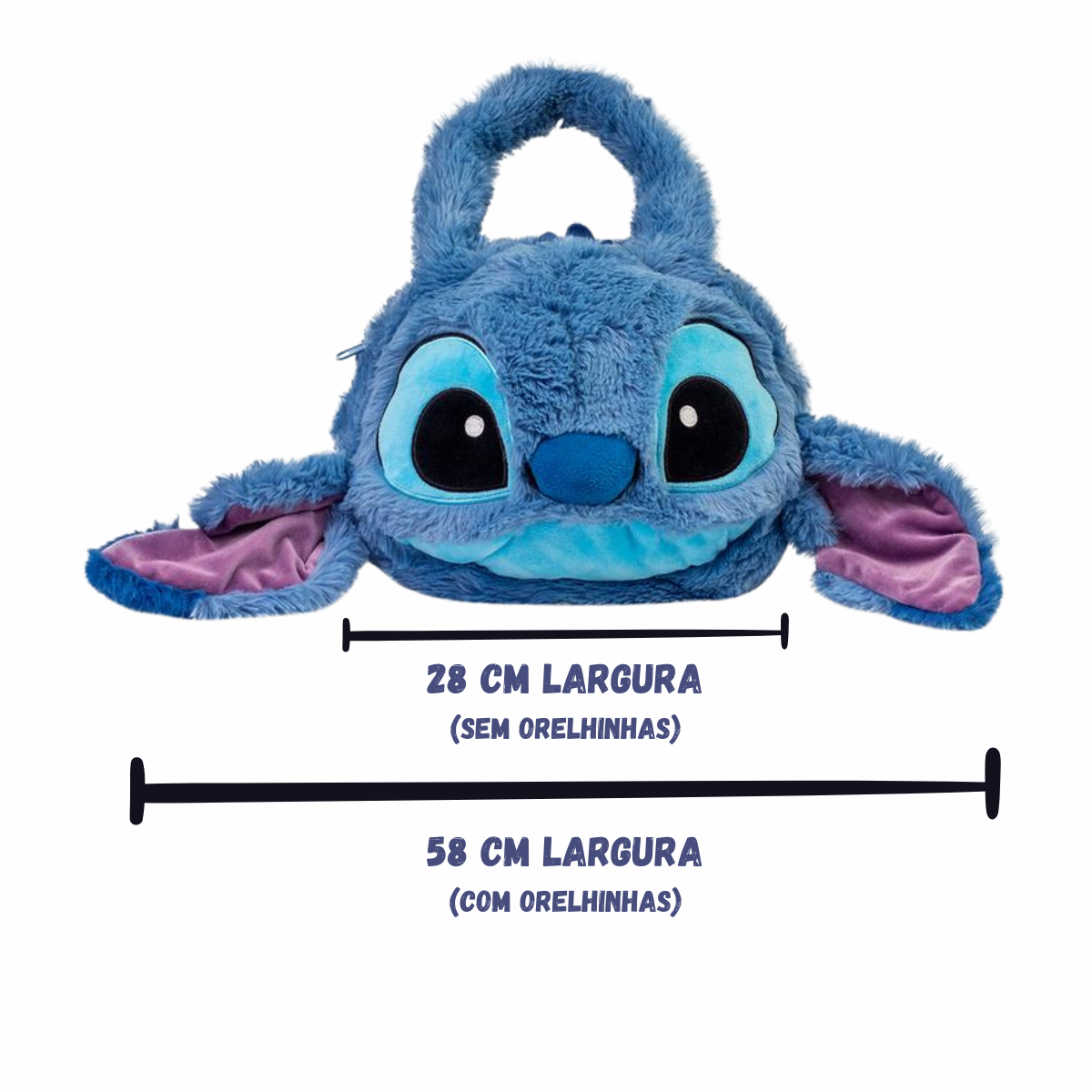 Bolsa Infantil Stitch Pelúcia Macia Compartimento Interno  Bolso Transparente Celular