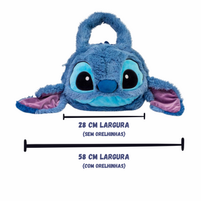 Bolsa Infantil Pelúcia Stitch Cabeça 3D Alça