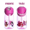 Garrafa Flip Princesas Infantil com Tampa Canudo e Alça 400ml