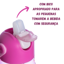Garrafa Flip Princesas Infantil com Tampa Canudo e Alça 400ml