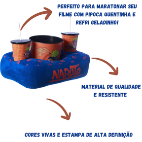 Kit Almofada Porta Pipoca Balde e Copos Naruto Anime