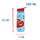 Garrafa Carros com Tampa e Canudo 650ml