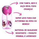 Garrafa Flip Princesas Infantil com Tampa Canudo e Alça 400ml