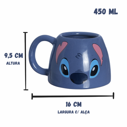 Caneca Bowl Vaso Porta Lápis 3D Stitch 450ml