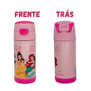 Garrafa Térmica Infantil Princesas Disney 350ml Aço Inox com Canudo