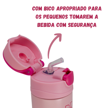 Garrafa Térmica Infantil Princesas Disney 350ml Aço Inox com Canudo