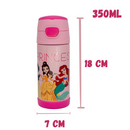 Garrafa Térmica Infantil Princesas Disney 350ml Aço Inox com Canudo