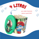 Balde de Pipoca Smurfs 2025 Edição Limitada com Tampa 4 Litros Produto Oficial de Cinema
