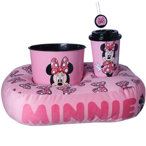 Kit Almofada Porta Pipoca Balde e Copo Minnie Individual Infantil