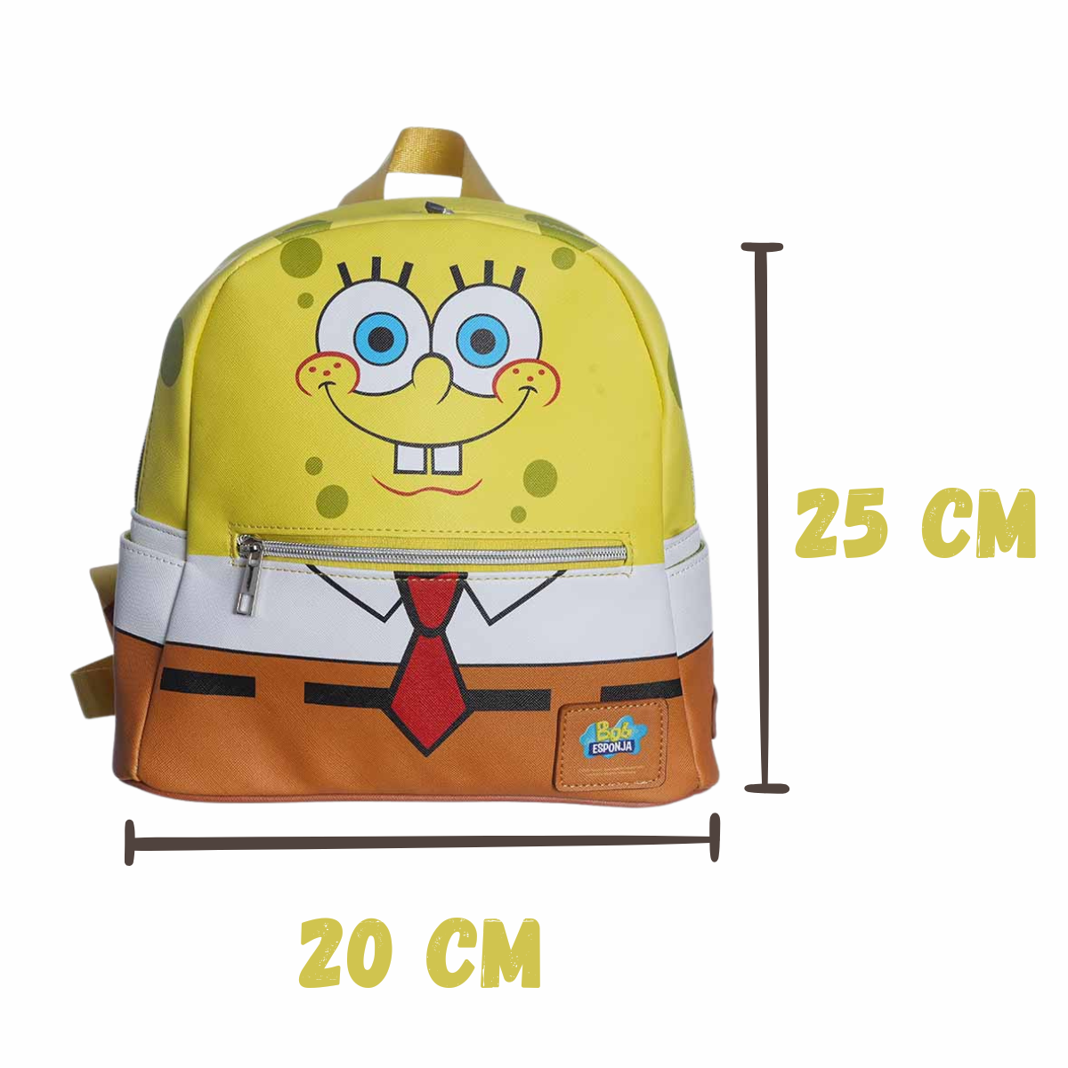 Mochila Infantil Bob Esponja 25cm Com Bolsos Laterais Escola Passeios