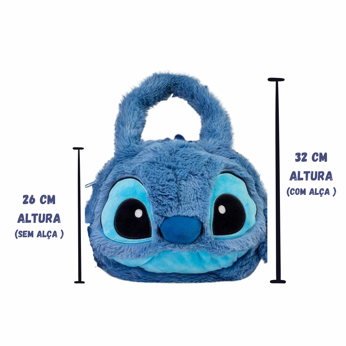 Bolsa Infantil Stitch Pelúcia Macia Compartimento Interno  Bolso Transparente Celular