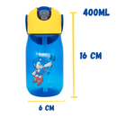 Garrafa Flip Sonic Infantil com Tampa Canudo e Alça 400ml