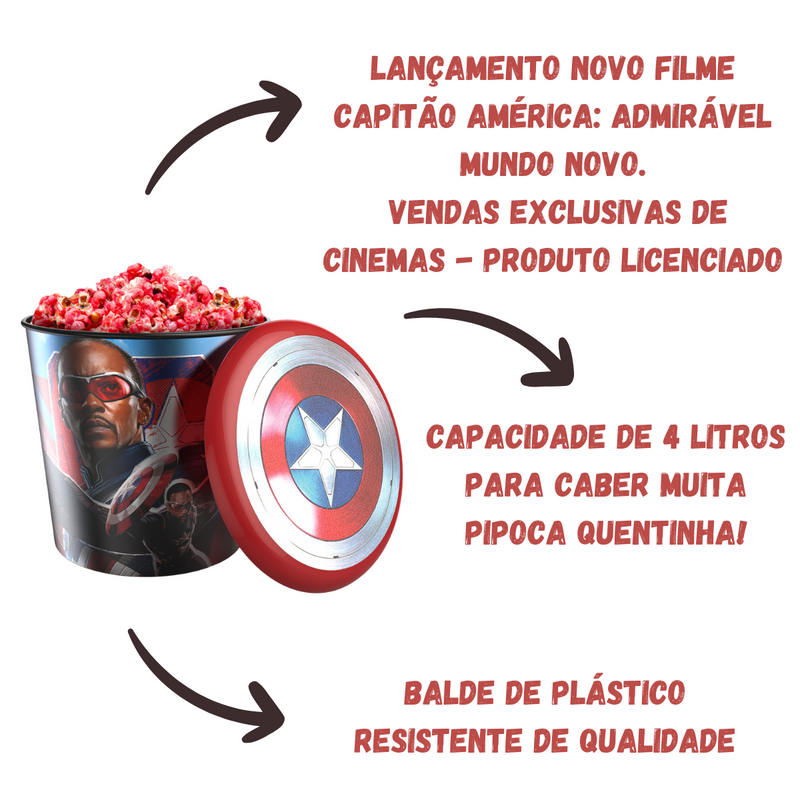 Balde Pipoca Capitão América Novo Filme Cinema 4L