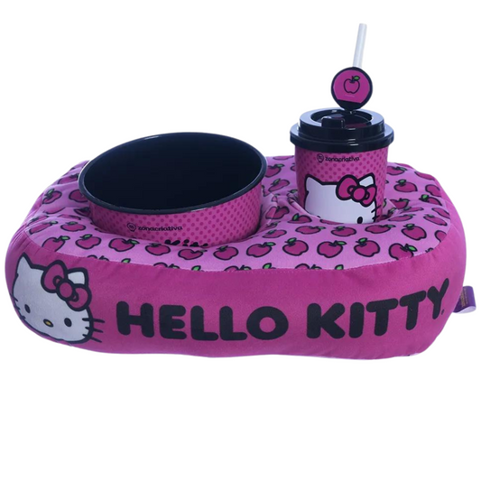 Kit Almofada Porta Pipoca Balde e Copo Hello Kitty Individual Infantil