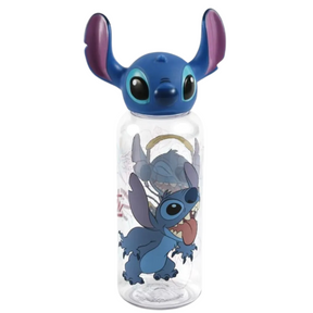 Garrafa Plástico 3d Stitch Tampa Antivazamento Infantil 560ml