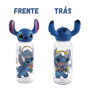 Garrafa Plástico 3d Stitch Tampa Antivazamento Infantil 560ml