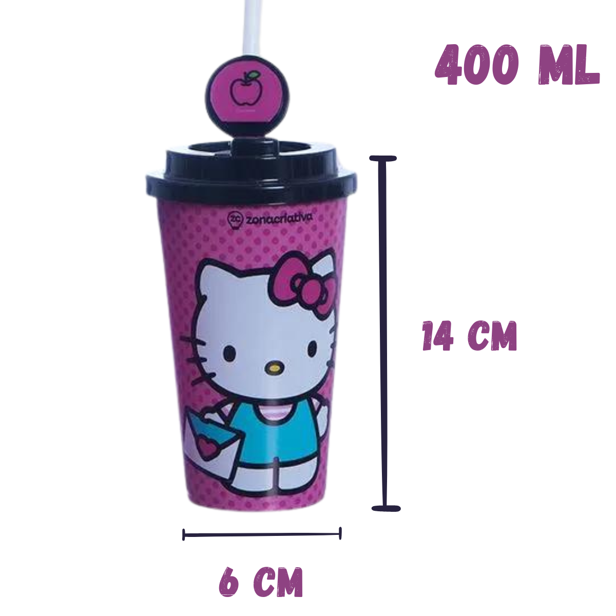 Kit Pipoca Hello Kitty com Almofada, Balde 1,3L e Copo 400ml + Brinde