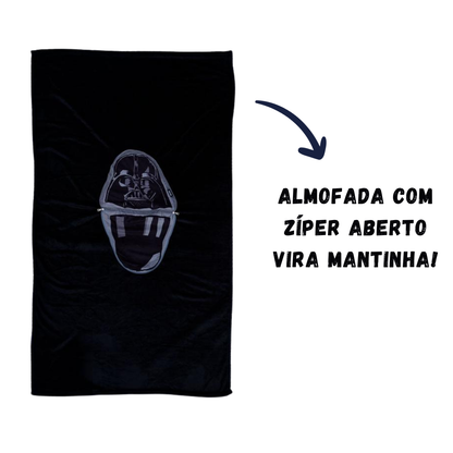 Almofada Darth Vader Star Wars 2 em 1 Manta com Zíper Veludo