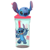 Copo 3d Plástico Stitch com Canudo e Tampa Infantil 360ml