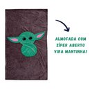 Almofada 2 em 1 Manta com Zíper Veludo Mandalorian Star Wars