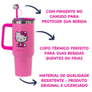 Copo Térmico Hello Kitty 1,15L com Canudo e Alça – Mantém Gelado por 12h + Brinde