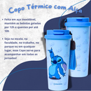 Copo Térmico Stitch 500ml – Aço Inox Parede Dupla Bico Duplo e Alça de Transporte Disney