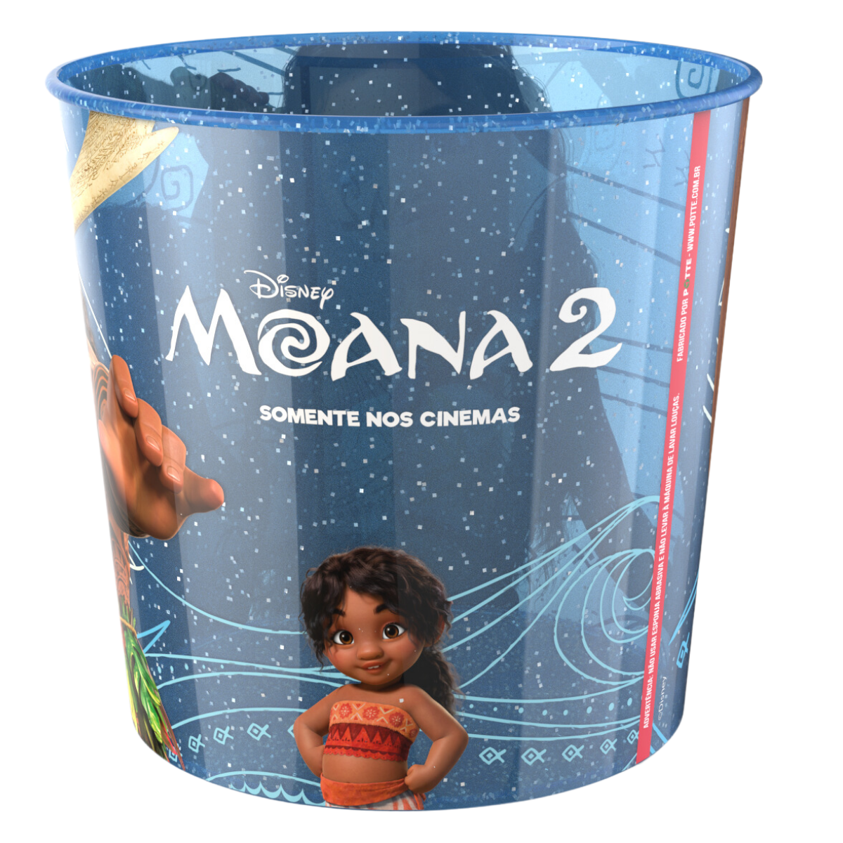 Balde de Pipoca com Glitter Moana 2 4L Novo Filme 2024