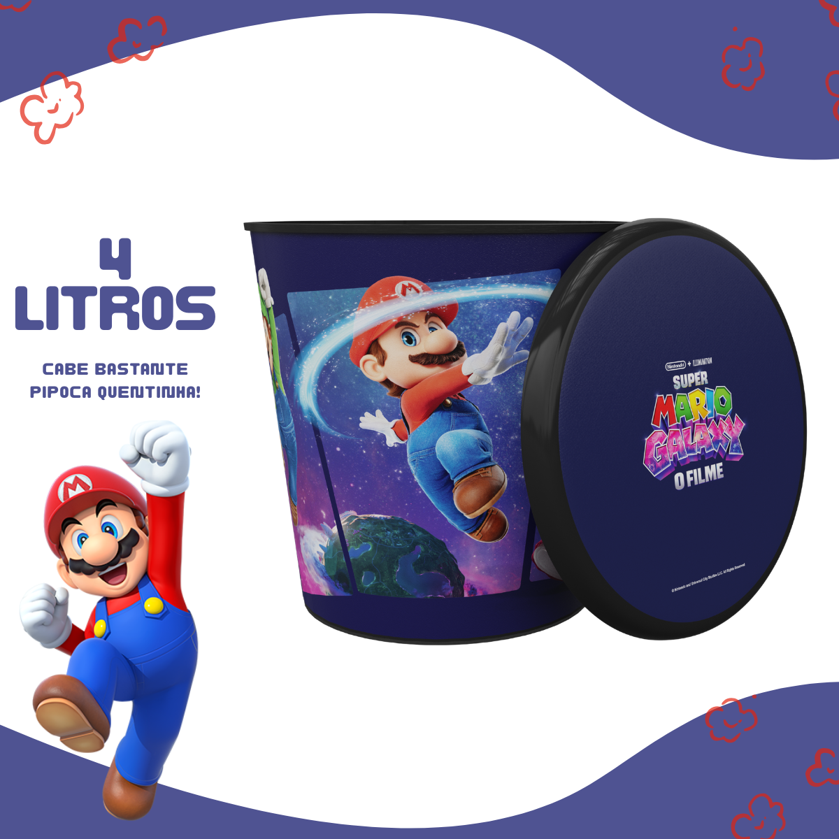 Balde Pipoca Super Mario Galaxy Filme 2026 Novo Estreia 4L