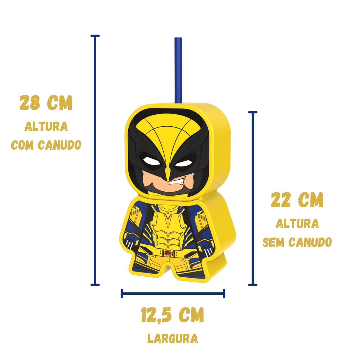 Copo Formato 3d Wolverine Tampa Canudo Marvel Studios - FRETE GRÁTIS