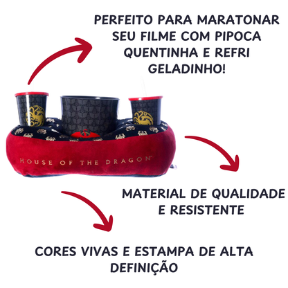 Kit Almofada Copos e Balde de Pipoca House of the Dragon