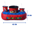 Kit Almofada Porta Pipoca Balde e Copos Super Mario Bros Video Game