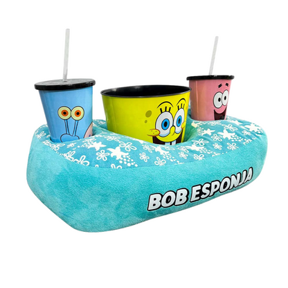 Kit Pipoca Bob Esponja  Almofada Copos e Balde de Pipoca 4,2L