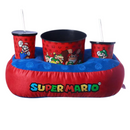 Kit Almofada Porta Pipoca Balde e Copos Super Mario Bros Video Game