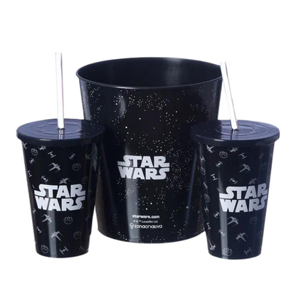 Kit Almofada Porta Pipoca Balde e Copos Star Wars Guerra nas Estrelas