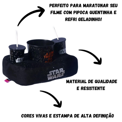 Kit Almofada Porta Pipoca Balde e Copos Star Wars Guerra nas Estrelas